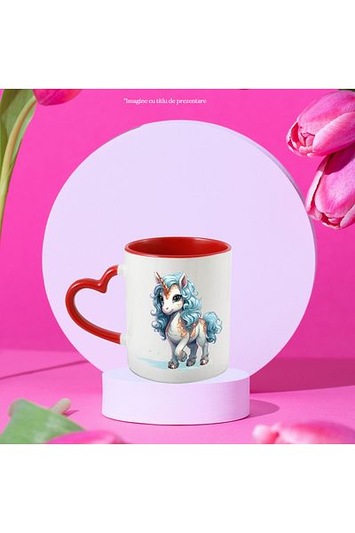 StoryGift Romania Mug with a unicorn with golden symbols on the body | illustration | fantastic animal | , With ,STG