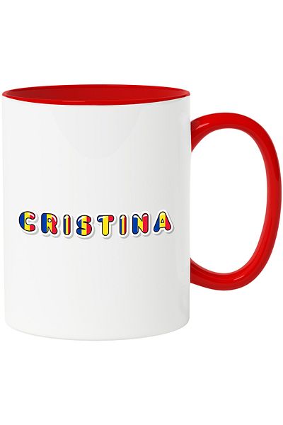 StoryGift Romania Mug With Name Cristina, Romania, Supporter, Romanian Flag, Patriot, 330ml, Ce, Cu, STG.