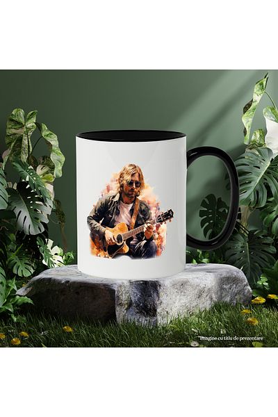 StoryGift Romania Mug With Kurt Cobain, Singer, Artist, Celebrity, Nirvana, Multicolor 330 ml,, With