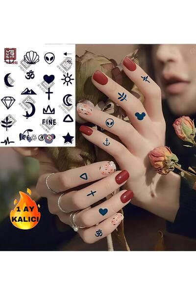 Mecit Tuhafiye 1 AY KALICI MİNİ DESENLER PARMAK GEÇİCİ DÖVME