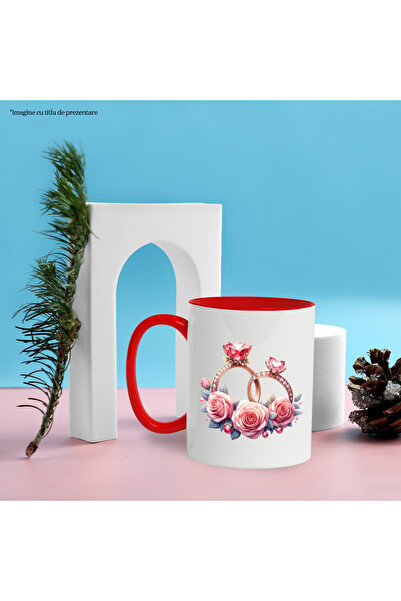 StoryGift Romania Mug with 2 diamond rings, gemstones, illustration, engagement, relationship, Val, With, STG