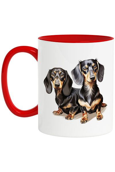 StoryGift Romania Mug with 2 Dachshund puppies, illustration, joy, curious, playful, for lover, With,STG