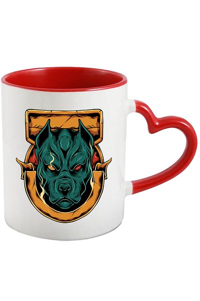 StoryGift Romania Mug With Emblem, Dog, Flames, Demonic, Multicolor 330 ml, Ceramic with Handle I, With ,STG