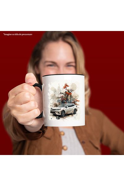 StoryGift Romania Mug With Car, Rocks, Mountain, Trees, Asian, Multicolor 330 ml, Ceramic with M, With ,STG