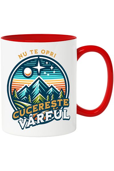 StoryGift Romania Mug motivational message don't stop conquer the mountain top adventure, 330ml, Ce, Cu, STG