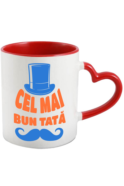 StoryGift Romania Cana Cel Mai Bun Tata palarie si mustata familie, 330ml, Ce...