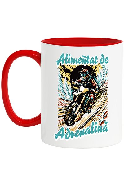 StoryGift Romania Adrenaline-fueled mug man on a motorbike mountain speed, 330ml, Ceramic with R Handle, Cu,STG