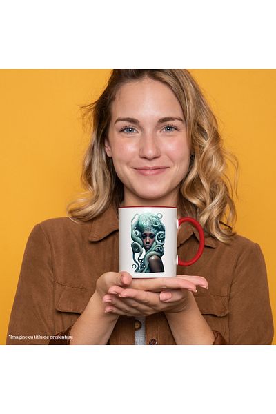 StoryGift Romania Mug with Portrait of Medusa Woman, Woman of Color, Blue Snakes, Mythology, Med, With,STG