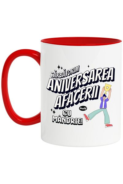 StoryGift Romania Mug Celebrating the anniversary of the business with pride, trophy, entrepreneur, 330ml, Sky, With, STG