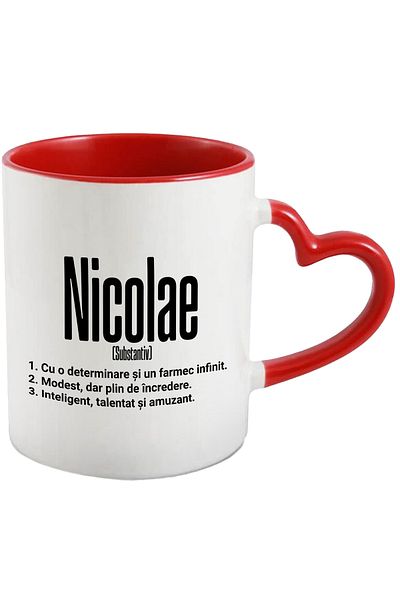 StoryGift Romania Mug With Name Nicolae, Determination, Modest, Intelligent, Funny, Personalized, , With ,STG.