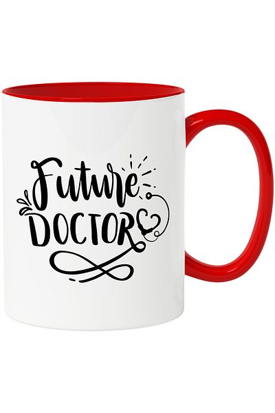 StoryGift Romania Mug with the text "Future doctor" - future doctor saves lives with Red Handle, With Handle, STG