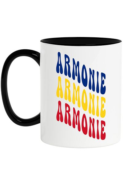 StoryGift Romania Mug The Word Harmony, in the Colors of the Romanian Flag, Red, Yellow, Blue, T, With, STG