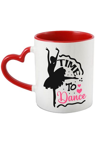 StoryGift Romania Mug with hearts and the message "Time to dance" - it's time to dance with Maner, Cu,STG.