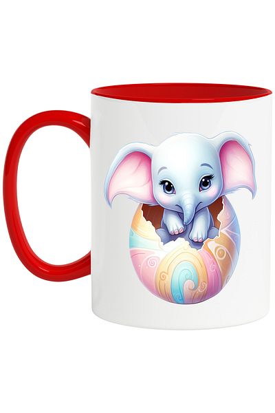 StoryGift Romania Mug with a little elephant coming out of a broken egg | illustration | rebirth | , With ,STG
