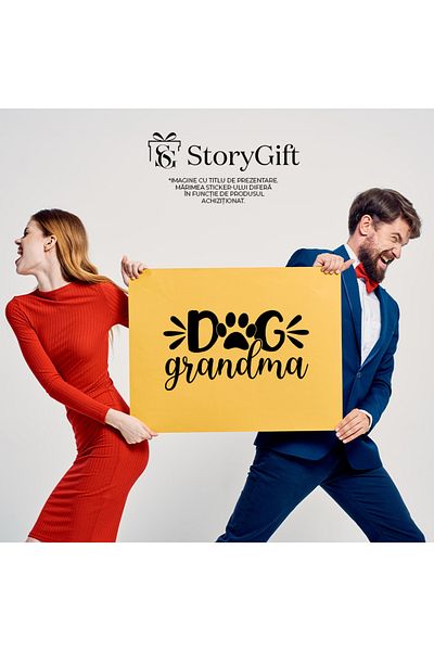 StoryGift Romania Sticker Adeziv 90CM Exterior cu labuta pentru o bunica iubitoare de caini - animale de compani