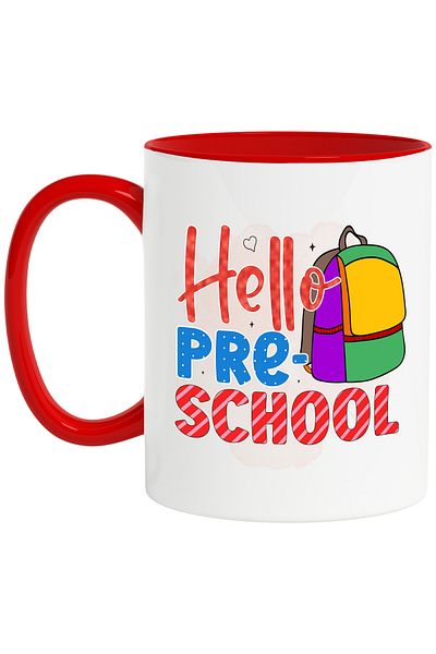 StoryGift Romania Mug with the message "Hello, pre-school", illustration, school, pupils, students, teachers, With ,STG
