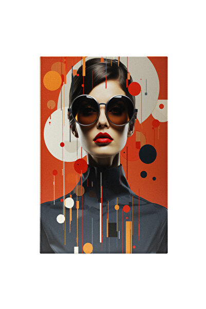 StoryGift Romania Tablou Canvas: Femeie Cu Ochelari Rotunzi - Buze Rosii Form...