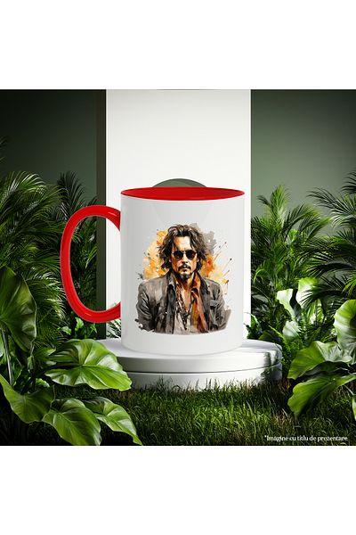 StoryGift Romania Mug With Johnny Depp, Actor, Singer, Artist, Celebrity, Multicolor 330 ml, Ce, Cu,STG