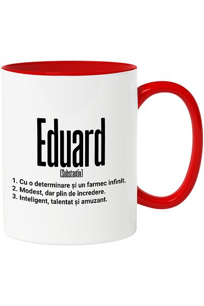 StoryGift Romania Mug With Name Eduard, Determination, Modest, Intelligent, Funny, Personalized, C, With, STG.