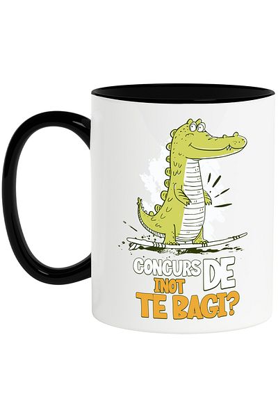 StoryGift Romania Swimming competition mug, get in, crocodile, children, sports, 330ml, Ceramic with Handle, With, STG