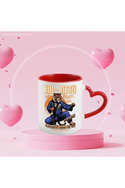 StoryGift Romania Tiger Mug Jiu-Jitsu Martial Arts. Release the Beast, 330ml, Ceramic with Handle, With