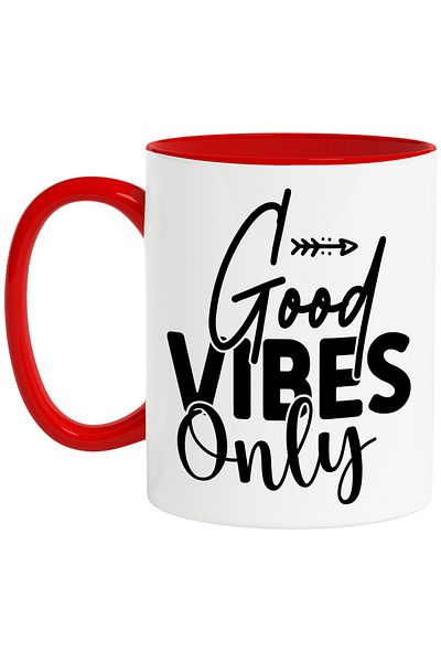 StoryGift Romania Mug with the text in English "Good vibes only" - only good vibes/feelings c, Cu,STG