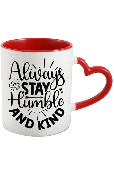 StoryGift Romania Mug with hearts and a message that urges you to always remain modest and kind to others, With ,STG