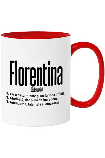 StoryGift Romania Mug With Name Florentina, and Motivational Message, Determination, Modest, Understands, With, STG