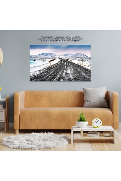 StoryGift Romania Tablou Canvas: Drum Infrigurat In Islanda - Peisaj Arctic Cu Autostrazi Gheata
