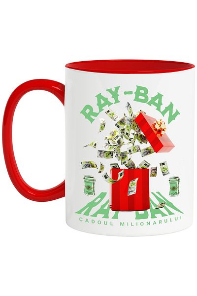 StoryGift Romania _Ray-Ban_ Mug - Millionaire's Gift, 330ml, Ceramic with Red Handle, With Red Handle STG,STG