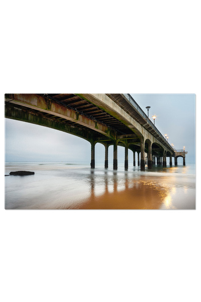 StoryGift Romania Tablou Canvas Sub Ponton, Arhitectura, Plaja, Albastru, Bos...