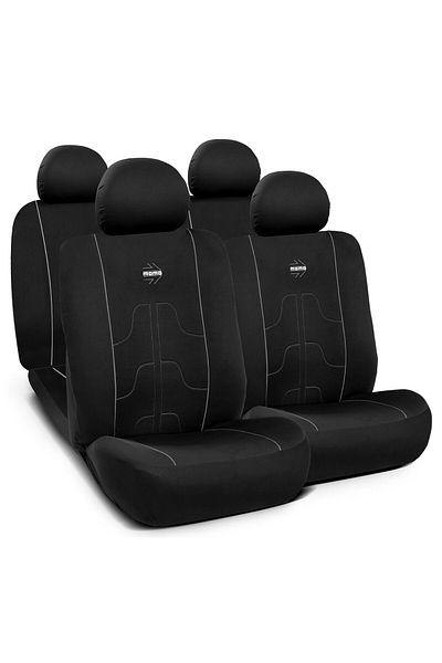 Momo Set huse scaune auto Momo Modern, negru si cusatura gri, 10 bucati