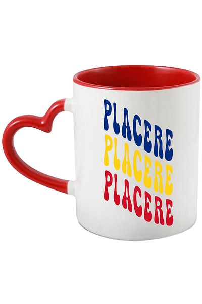 StoryGift Romania Mug The Word Pleasure, in the Colors of the Romanian Flag, Red, Yellow, Blue, T, With, STG