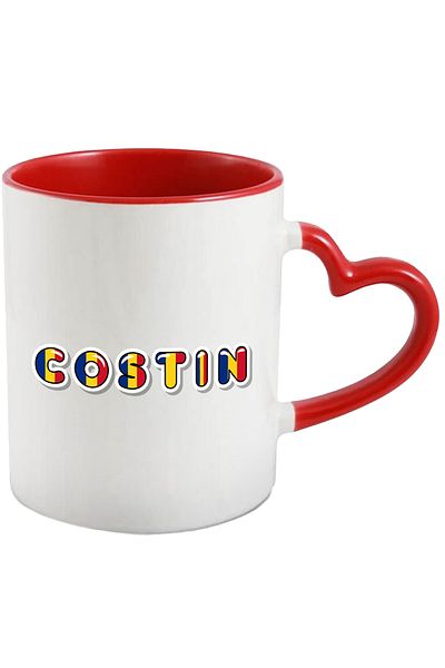 StoryGift Romania Mug With Name Costin, Romania, Supporter, Romanian Flag, Patriot, 330ml, Wax, With,STG