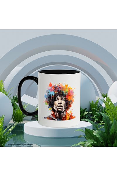 StoryGift Romania Mug With Jimi Hendrix, Celebrity, Singer, Guitarist, Multicolor 330 ml, Ceram, With ,STG