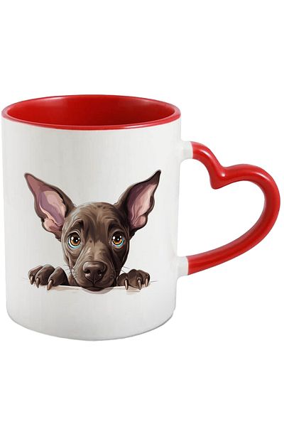 StoryGift Romania Mug with a sad puppy | illustration | needs care | dark brown | on, With ,STG