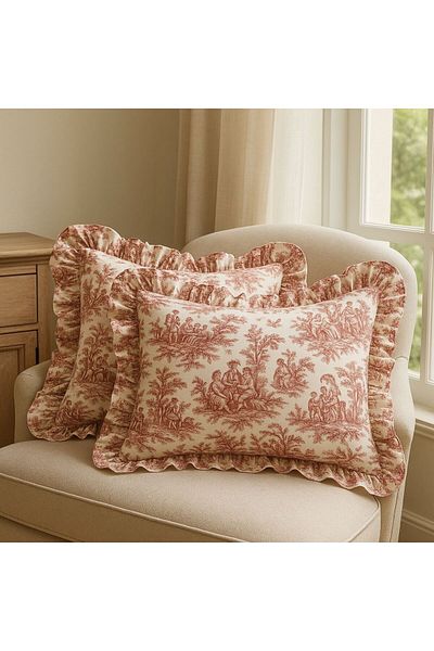 MundoLindo Frilly Pillow Case Single French Country House Style 2'Li 50 X 70 cm