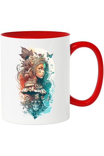 StoryGift Romania Mug With Flower Girl, Warrior, Princess, Soldier, Butterflies, Ceramic, 330ml, with, with, STG