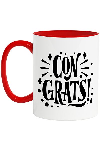 StoryGift Romania Mug with the text in English "Congrats!" - congratulations on successful achievement with Maner Ros, Cu,STG.