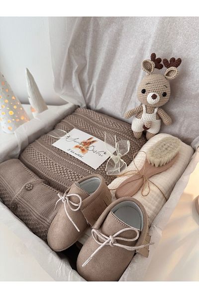 Sincabın Düşleri Welcome Baby Newborn Gift Box Clothing Set Suit Knitwear Blanket Booties Hospital Outlet