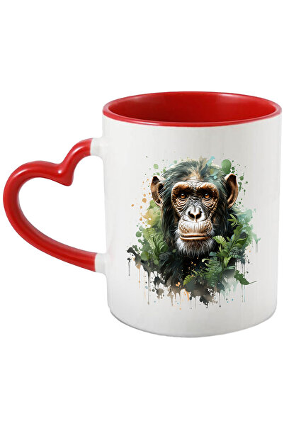 StoryGift Romania Cana Cu Maimuta, Frunze, Foliaj, Vegetatie, Watercolor, Multicolor 330 ml, Ceram, Cu ,STG