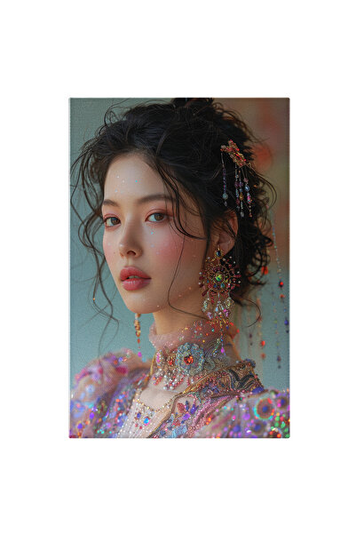 StoryGift Romania Tablou Canvas: Colorit Purpuriu În Portretul Unei Fete Asia...