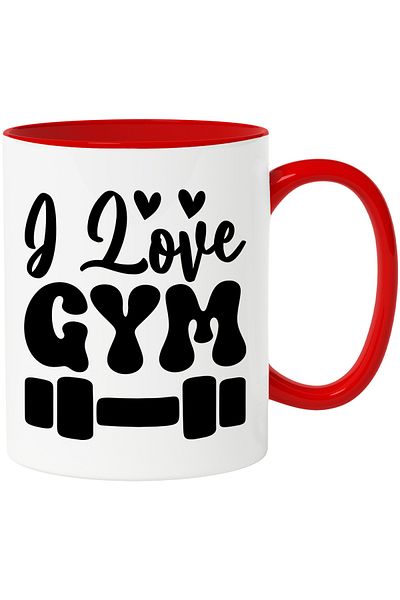 StoryGift Romania Dumbbell Mug for those who love the gym - fitness sport with Red Handle, With R Handle, STG