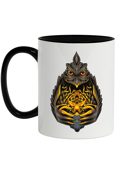 StoryGift Romania Mug With Eagle, Chicken, Bird, Totem, Light, Multicolor 330 ml, Ceramic with Handle, With ,STG
