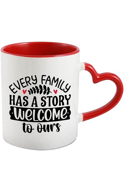 StoryGift Romania Mug with hearts and a message that shows that every family has a special story, With ,STG.