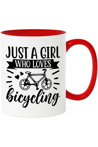 StoryGift Romania Mug with a bicycle and hearts for a girl who loves cycling with R Handle, With, STG