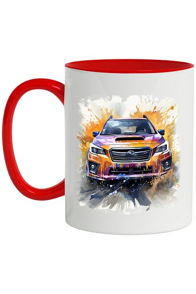 StoryGift Romania Mug With Subaru, Car, Brand, Speed, Watercolor, Illustration, Multicolor 330 ml, , With ,STG