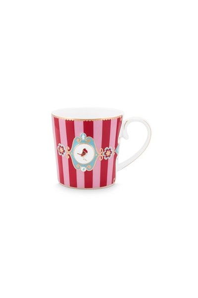 Pip Studio Porcelain Mug, , Stripes Red And Pink, 150ml, Love Birds Collection