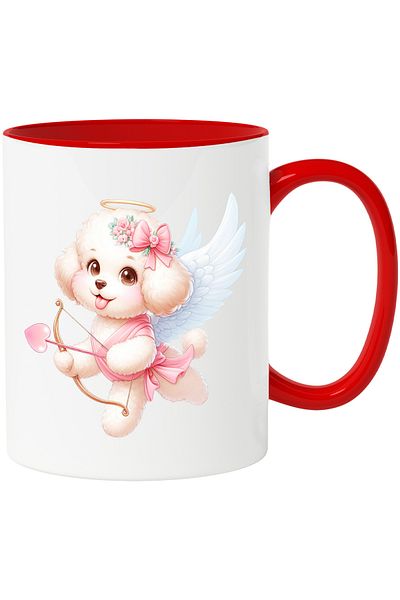 StoryGift Romania Mug with a cheerful puppy | blushing | with wings | shooting a bow | firm arrow, With ,STG