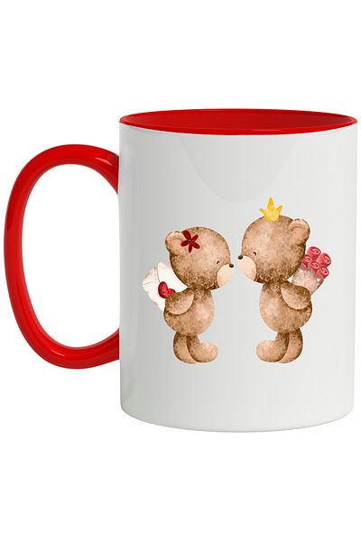 StoryGift Romania Mug With Teddy Bears, Crown, Bouquet Of Flowers, Letter, Multicolor 330 ml, Ceramics, With ,STG